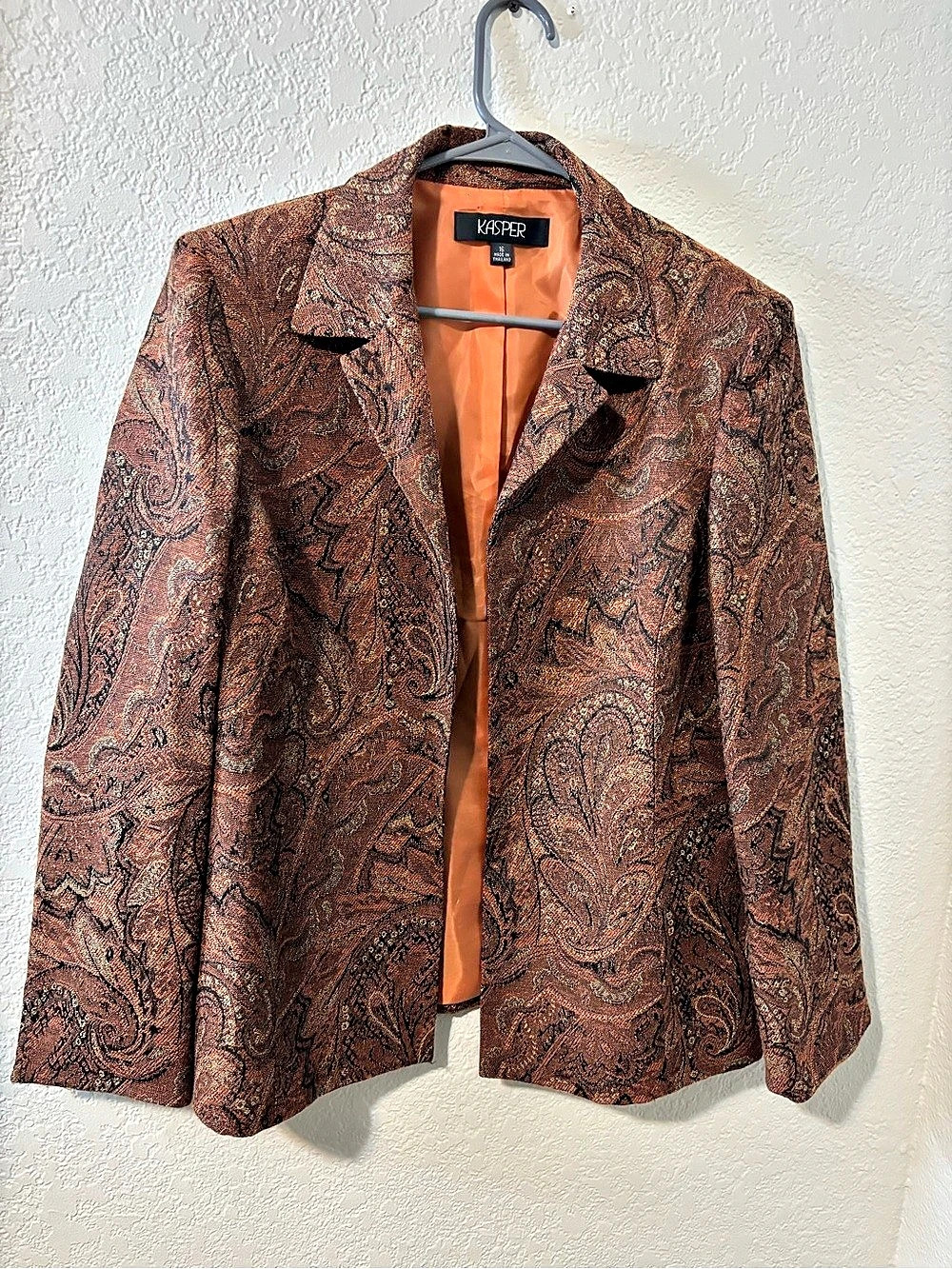 Kasper Paisley Blazer in Brown & Orange Size 16